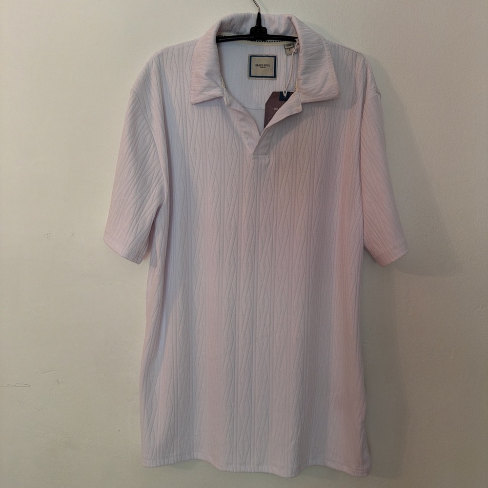 Brave Soul London Men's White Textured Short Sleeve Shirt